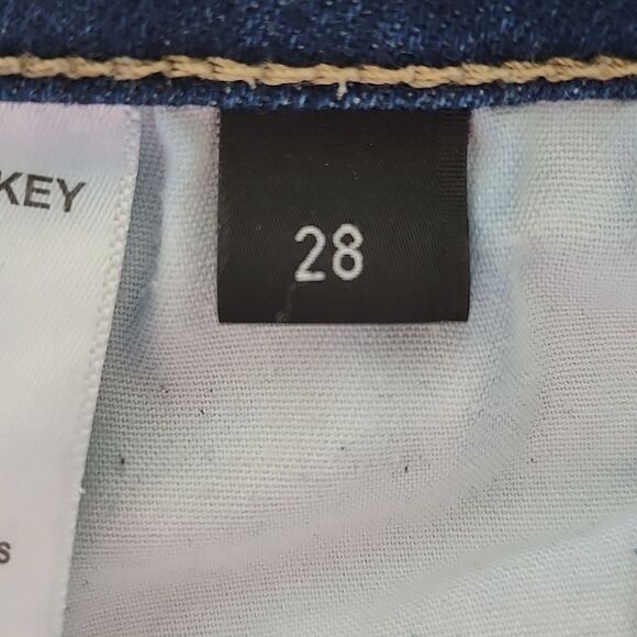 Flying Monkey Dark Wash Distressed High Rise Split Flare Leg Jeans, 28 - Picture 8 of 9